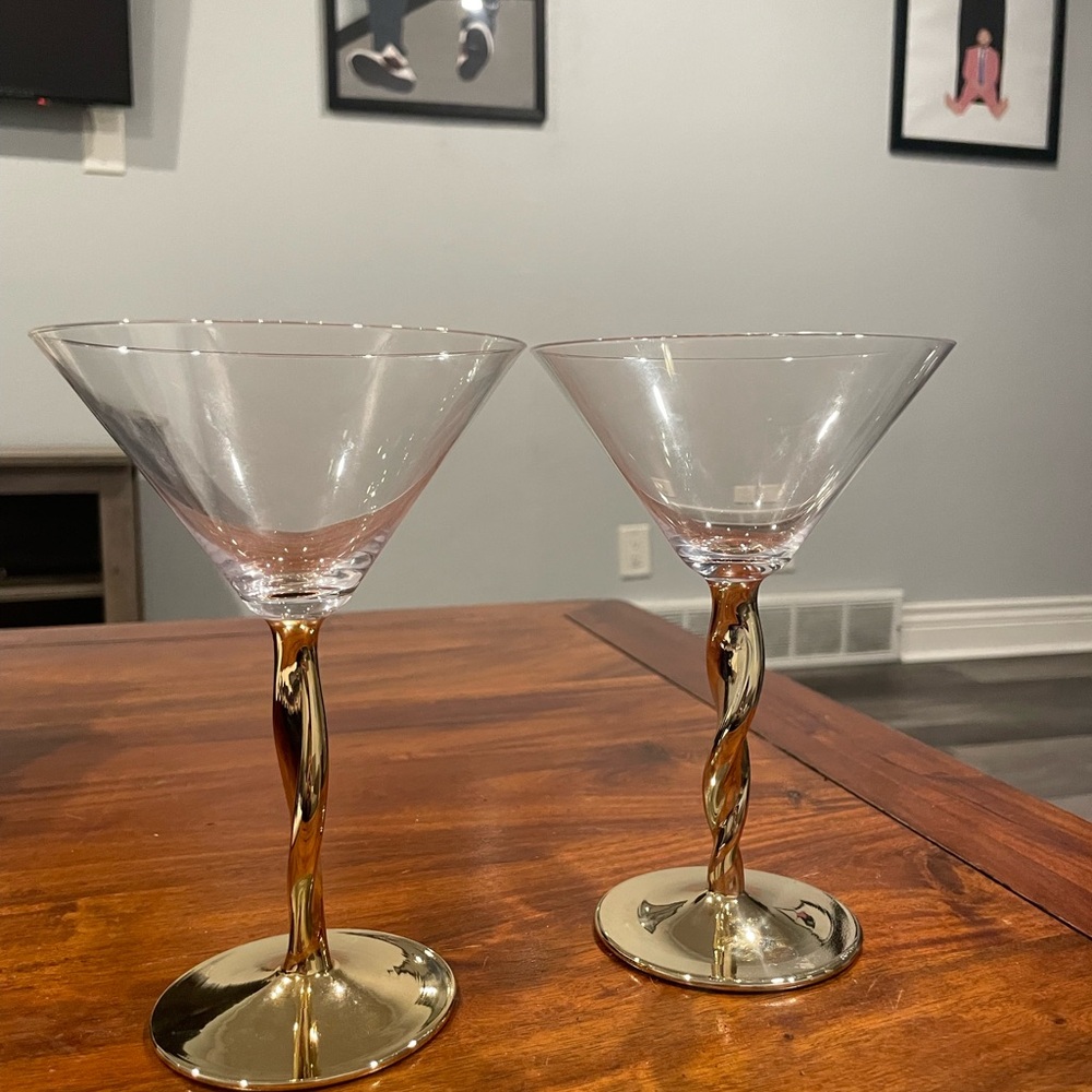 Elegant Gold Stem Martini Glasses